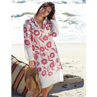 Red Peony Cotton Kaftan
