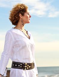 Cotton Kaftan with Brown Beads