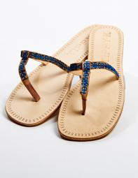 Blue Metallic Embroidered Sandals