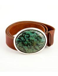Turquoise & Brown Leather Belt