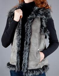 Grey Faux Fur Vest